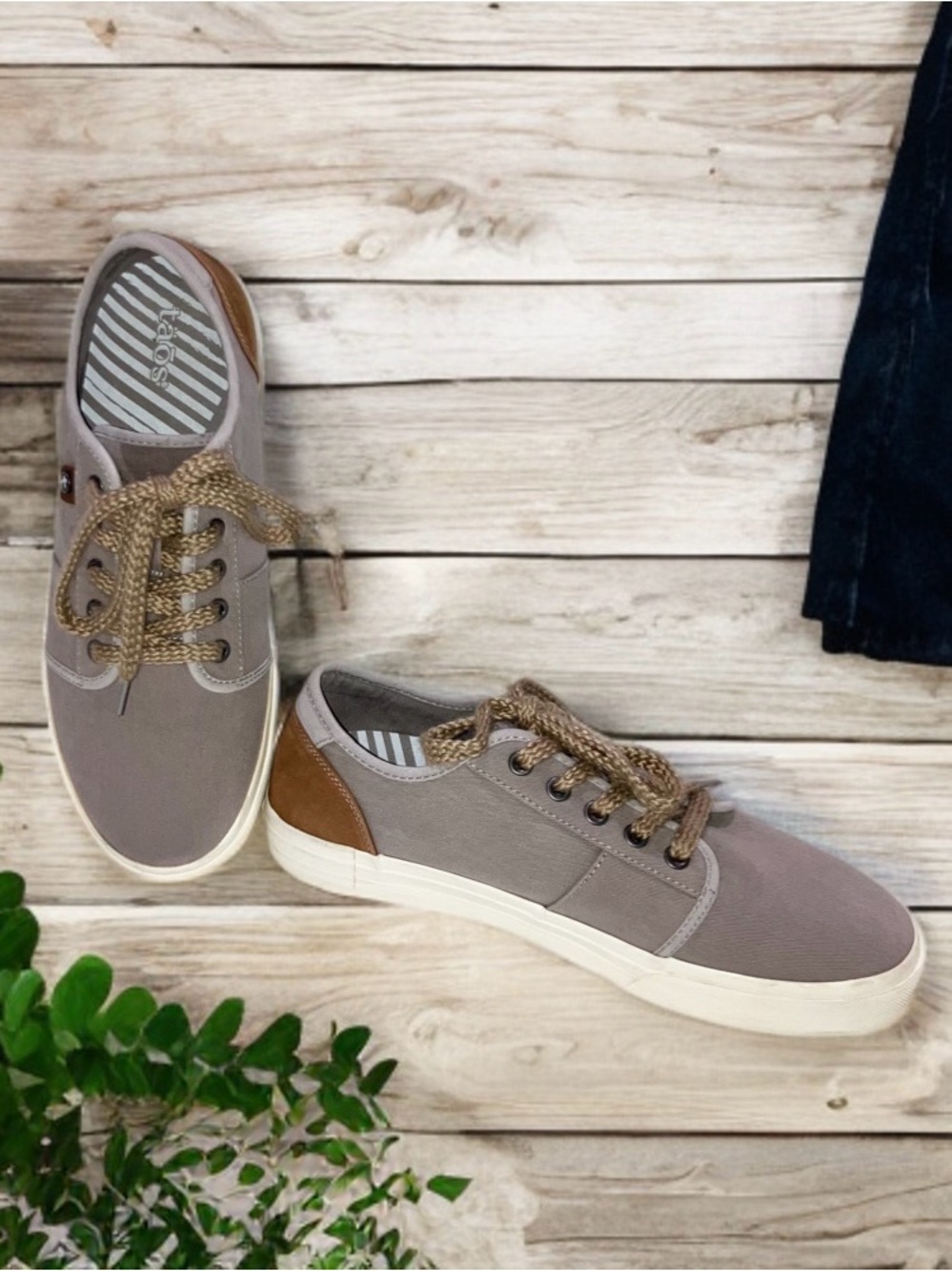 Taos Super Soul Orthotic Canvas Sneaker Taupe 9.5 Beach Vacay Skater Comfort